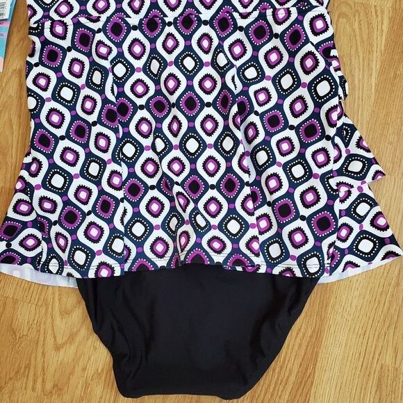 Swim Solutions Jewels Tiered Tummy Control 1-Piece - Picture 10 of 16